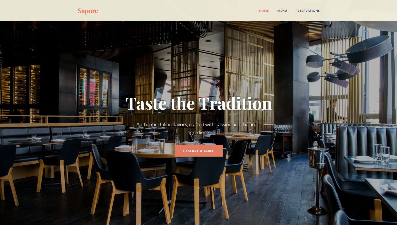 Sapore Restaurant website screenshot