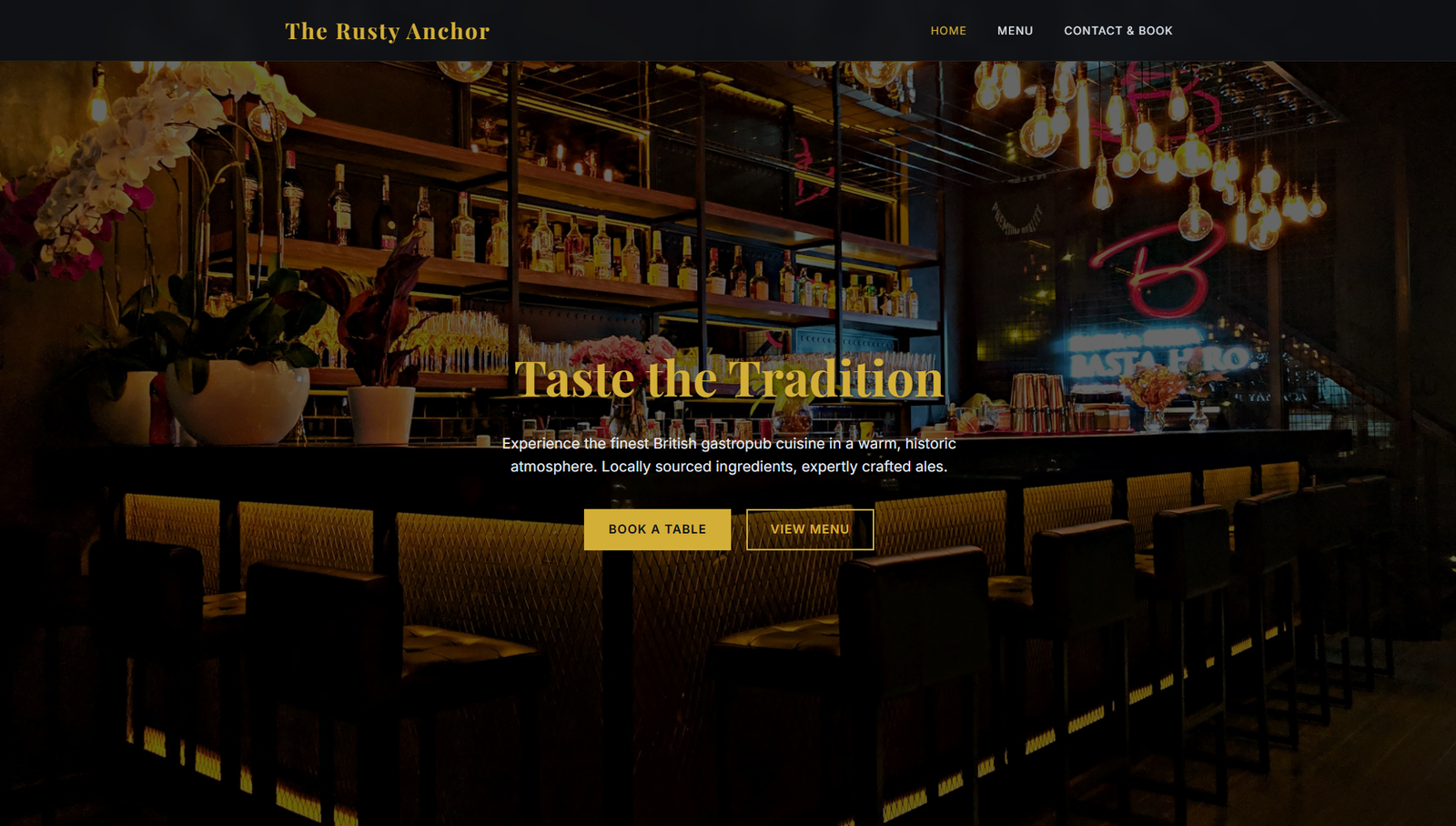 The Rusty Anchor website screenshot